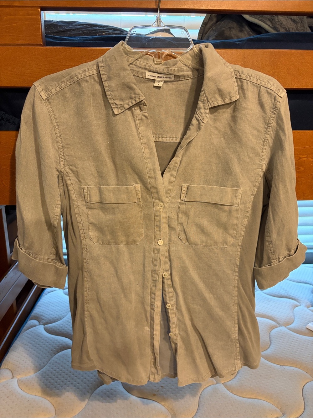 James Perse Light Gray Button-Up Shirt